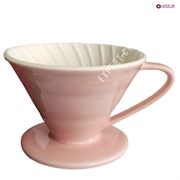 Воронка керамическая для приготовления кофе V60-02, розовая
