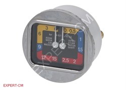 Манометр GRIMAC d63мм 2х шкала 0-2,5бар/0-15бар, 1/8" 5110056 - фото 14084