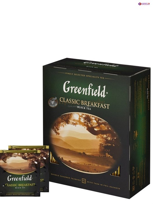 Чай черный Greenfield Classic Breakfast пакетированный 100 пакетиков в упаковке 000997 - фото 34445