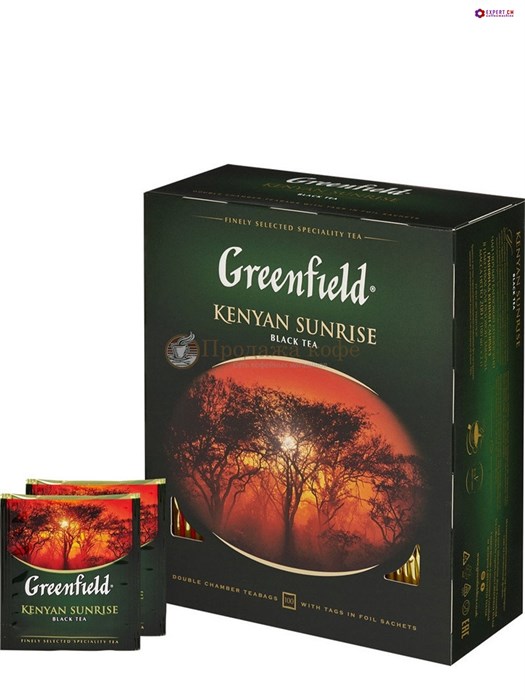 Чай черный Greenfield Kenyan Sunrise пакетированный 100 пакетиков в упаковке 000996 - фото 34446